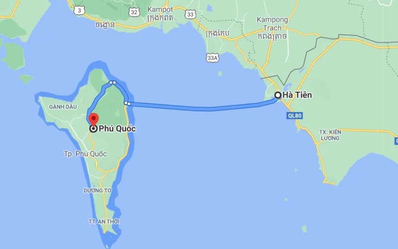 hà tiên phú quốc bao nhiêu km