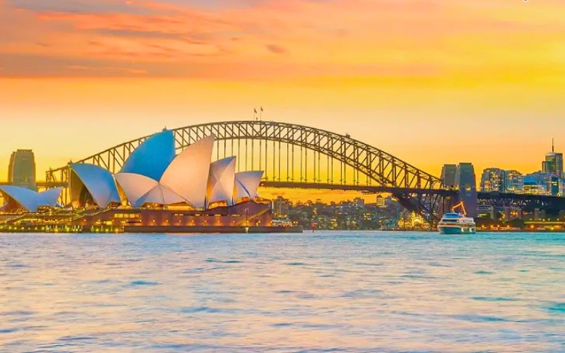 hoàng hôn trên vịnh Sydney
