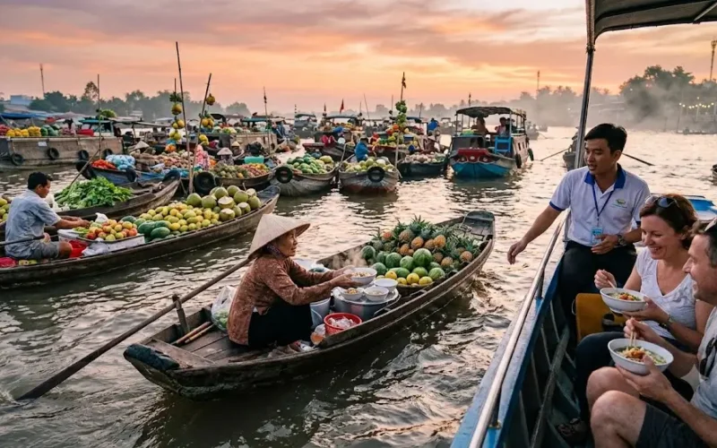 ăn sáng trên chợ nổi cái răng